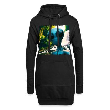 Alien Selfie - Neben dem Wasserfall - Hoodie-Kleid - Schwarz - Vorne