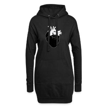 Galaktisches Herz - Hoodie-Kleid - Schwarz - Vorne