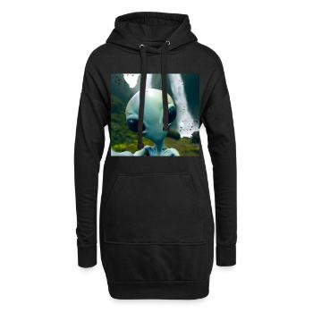 Alien Selfie - Neben dem Wasserfall - Hoodie-Kleid - Schwarz - Vorne
