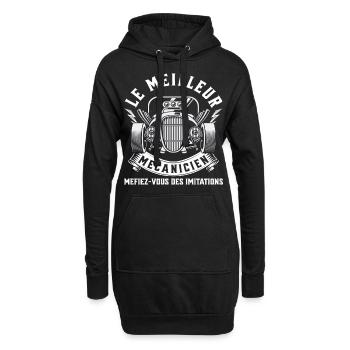 Meilleur mécanicien humour mécanique cadeau homme - Sweat-shirt à capuche long Femme - noir - Devant