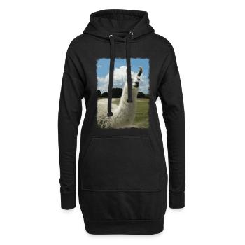 Alpaca, Llama, Cute Animals, Retro, Gift - Hoodie Dress - black - Front