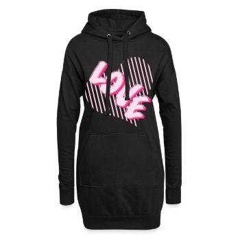 Police en forme de cœur rose néon Love - Sweat-shirt à capuche long Femme - noir - Devant