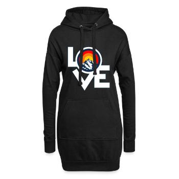 Ich Liebe Berge – I Love Mountains Retro Design - Hoodie-Kleid - Schwarz - Vorne