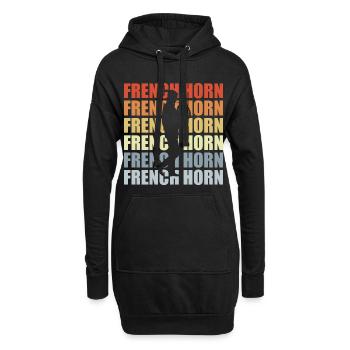 Retro Horn - Hoodie-Kleid - Schwarz - Vorne