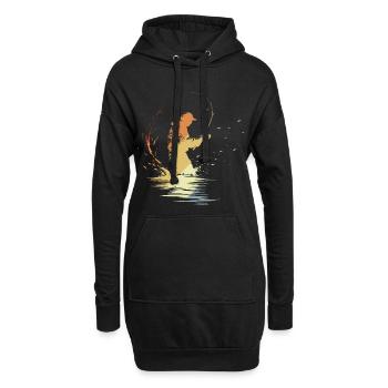 Graphique de pêcheur vintage - Sweat-shirt à capuche long Femme - noir - Devant