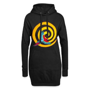 L'oiseau et le soleil - Sweat-shirt à capuche long Femme - noir - Devant