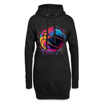 Retro Basketball Vaporwave - Hoodie-Kleid - Schwarz - Vorne