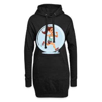 Läuferin im Comic-Stil - Hoodie-Kleid - Schwarz - Vorne