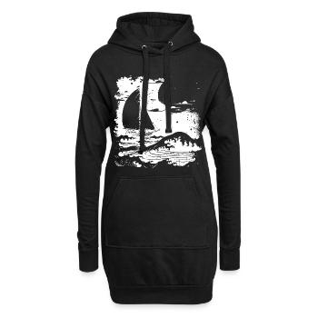 Dessin de voile - Sweat-shirt à capuche long Femme - noir - Devant