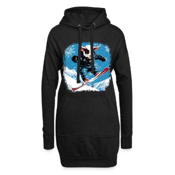 Vaches snowboard - Sweat-shirt à capuche long Femme - noir - Devant