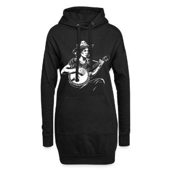 Banjospieler Skizze - Hoodie-Kleid - Schwarz - Vorne
