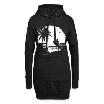 Croquis de fille surfeuse - Sweat-shirt à capuche long Femme - noir - Devant