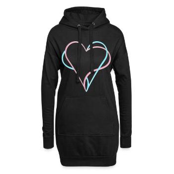 Coeurs entrelacés bleu rose - Sweat-shirt à capuche long Femme - noir - Devant