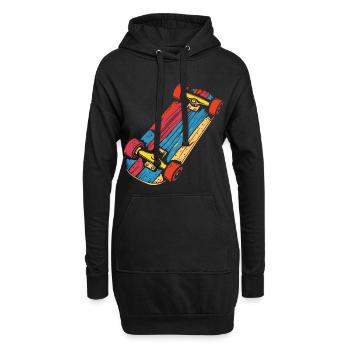 Skateboard Grafik Vintage Look - Hoodie-Kleid - Schwarz - Vorne