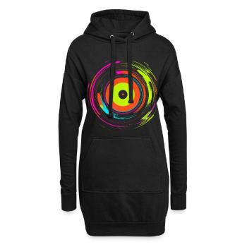 Disque vinyle Retrowave - Sweat-shirt à capuche long Femme - noir - Devant