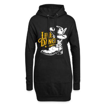 Danse en ligne avec chapeau de cow-boy et bottes - Sweat-shirt à capuche long Femme - noir - Devant