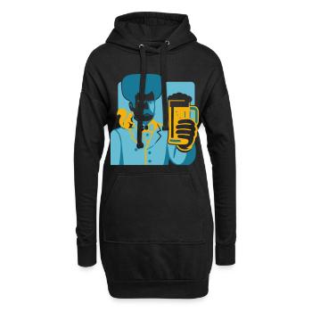 Héros rétro avec motif verre à bière - Sweat-shirt à capuche long Femme - noir - Devant
