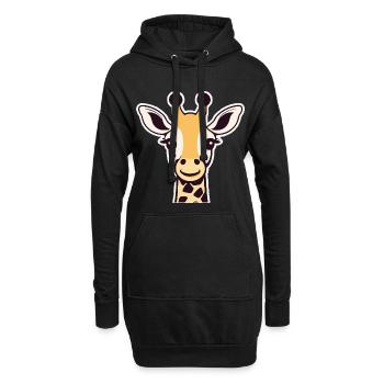 Niedliche Giraffe (Kopf) - Hoodie-Kleid - Schwarz - Vorne