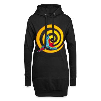 Le soleil et l'oiseau - Sweat-shirt à capuche long Femme - noir - Devant