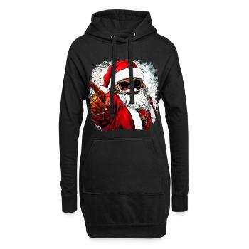 Weihnachtsmann Hip Hop - Hoodie-Kleid - Schwarz - Vorne