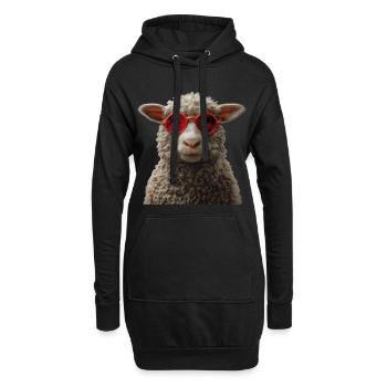 Schaf mit Sonnebrille - Hoodie-Kleid - Schwarz - Vorne