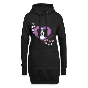 Ruhende B!tch Face Border Collie - Hoodie-Kleid - Schwarz - Vorne