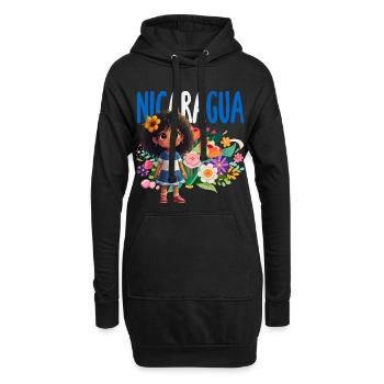 Fierté et Foyer du drapeau du Nicaragua - Sweat-shirt à capuche long Femme - noir - Devant