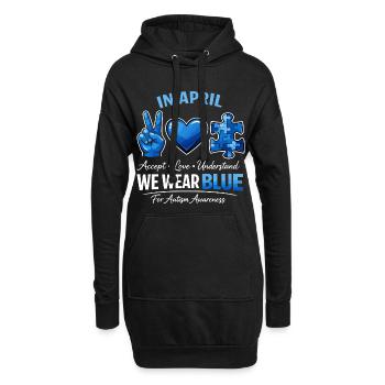 Autismus Im April tragen wir blaue Vintage-Kleidung - Hoodie-Kleid - Schwarz - Vorne