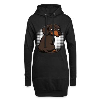 Dackel Dackelbesitzer Dackelhalter Dackelliebhaber - Hoodie-Kleid - Schwarz - Vorne