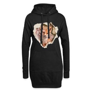 Renard - Sweat-shirt à capuche long Femme - noir - Devant