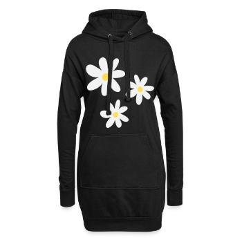 Fleurs blanches dans une élégance intemporelle - Sweat-shirt à capuche long Femme - noir - Devant
