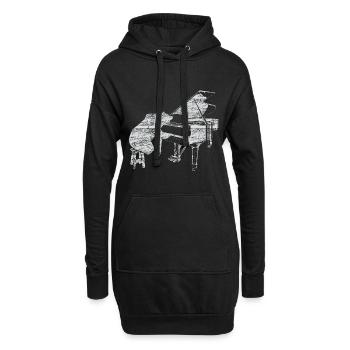 Piano Ours Piano De Musique - Sweat-shirt à capuche long Femme - noir - Devant