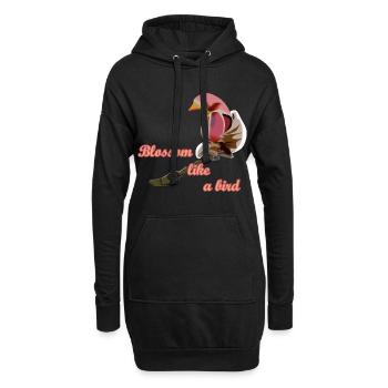Blühe wie ein Vogel Yulan Magnolie Blüte Frühling - Hoodie-Kleid - Schwarz - Vorne