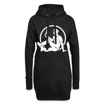 Silhouette de bouteille de bière buvant - Sweat-shirt à capuche long Femme - noir - Devant