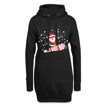 Weihnachten Snowboard Schnee Weihnachtsmann - Hoodie-Kleid - Schwarz - Vorne