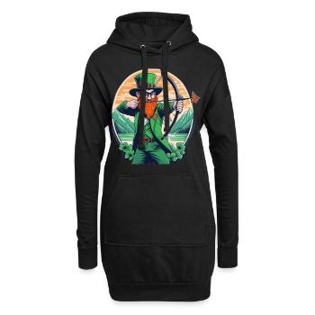 St. Patrick's Day Kleeblatt Bogenschießen - Hoodie-Kleid - Schwarz - Vorne