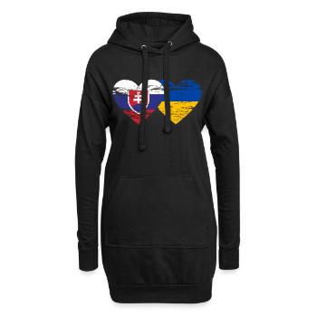 Slowakei Ukraine Flagge Herz used - Hoodie-Kleid - Schwarz - Vorne