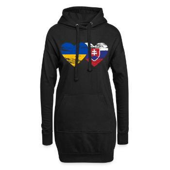 Ukraine Slowakei Flagge Herz used - Hoodie-Kleid - Schwarz - Vorne