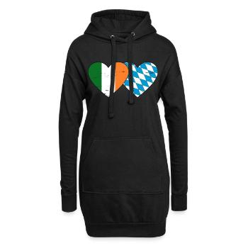 Drapeau de l’Irlande Bavière Coeur utilisé - Sweat-shirt à capuche long Femme - noir - Devant