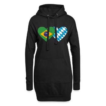 Brésil Bavière Drapeau Coeur utilisé - Sweat-shirt à capuche long Femme - noir - Devant