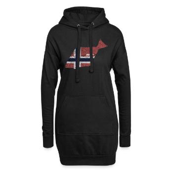 Heilbutt - Angeln in Norwegen - Hoodie-Kleid - Schwarz - Vorne