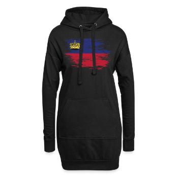 Drapeau du Liechtenstein utilisé - Sweat-shirt à capuche long Femme - noir - Devant