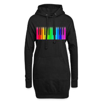 Klaviatur Regenbogen - Hoodie-Kleid - Schwarz - Vorne