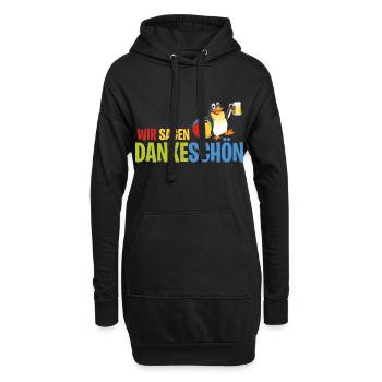 Dankeschön, Pinguin, Bier, Spruch, Cartoon, Lustig - Hoodie-Kleid - Schwarz - Vorne