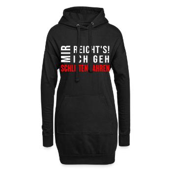 Schlittenfahren, Rodeln, Winterurlaub, Abfahrt - Hoodie-Kleid - Schwarz - Vorne