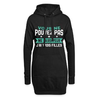 Drôle Papa J'Ai Trois Filles Meilleur Papa Cadeau - Sweat-shirt à capuche long Femme - noir - Devant