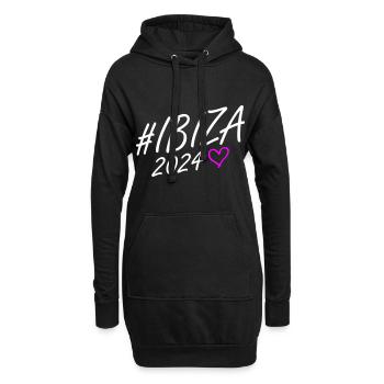 Ibiza 2024 Herz Reise - Hoodie-Kleid - Schwarz - Vorne