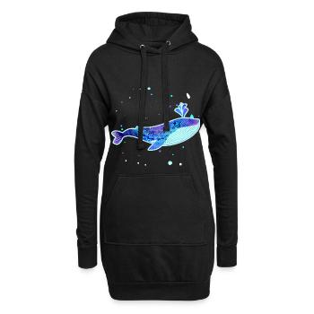 Tons pastel motif baleine bleue - Sweat-shirt à capuche long Femme - noir - Devant