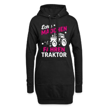 Echte Mädchen fahren Traktor - Hoodie-Kleid - Schwarz - Vorne