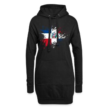 République dominicaine drapeau éclaboussures de peinture blob - Sweat-shirt à capuche long Femme - noir - Devant